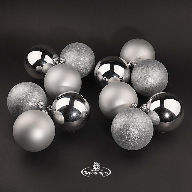 Набор пластиковых шаров Silver Accento 14 см, 12 шт Koopman