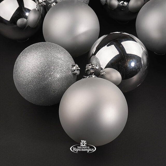 Набор пластиковых шаров Silver Accento 14 см, 12 шт Koopman