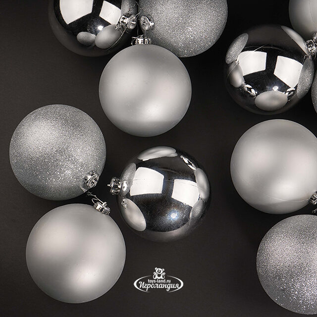 Набор пластиковых шаров Silver Accento 14 см, 12 шт Koopman