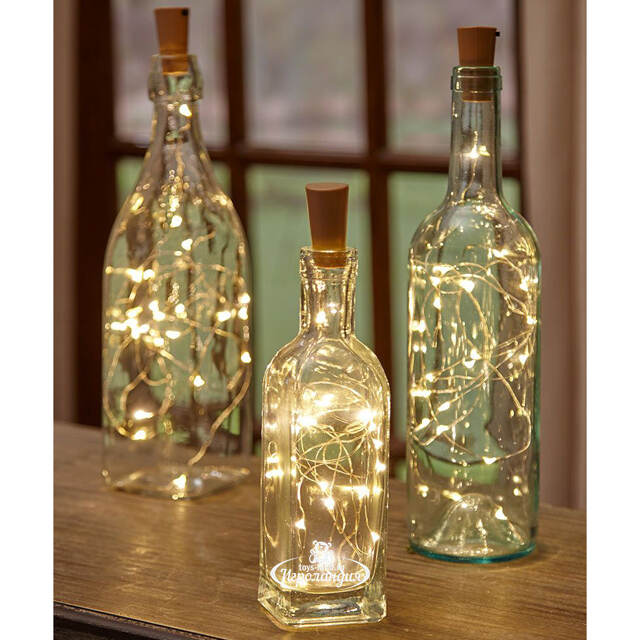 Гирлянда - пробка для бутылки Капельки, 8 теплых белых LED ламп, на батарейках, IP20 Koopman