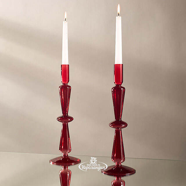 Стеклянный подсвечник Del Vetro - Belluno 30*10 см бургунди Koopman