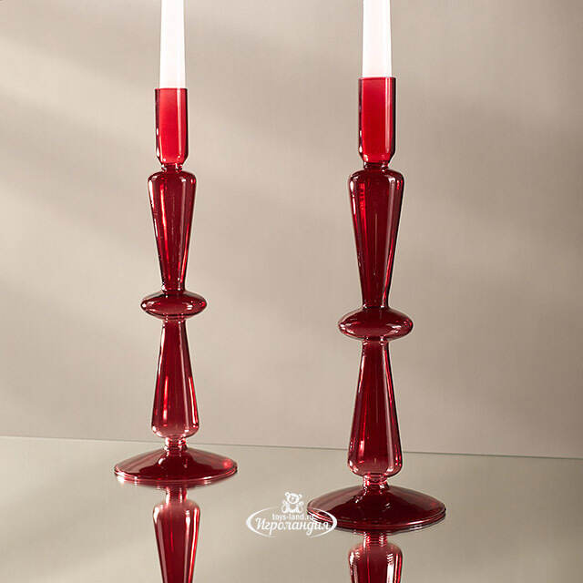 Стеклянный подсвечник Del Vetro - Belluno 30*10 см бургунди Koopman