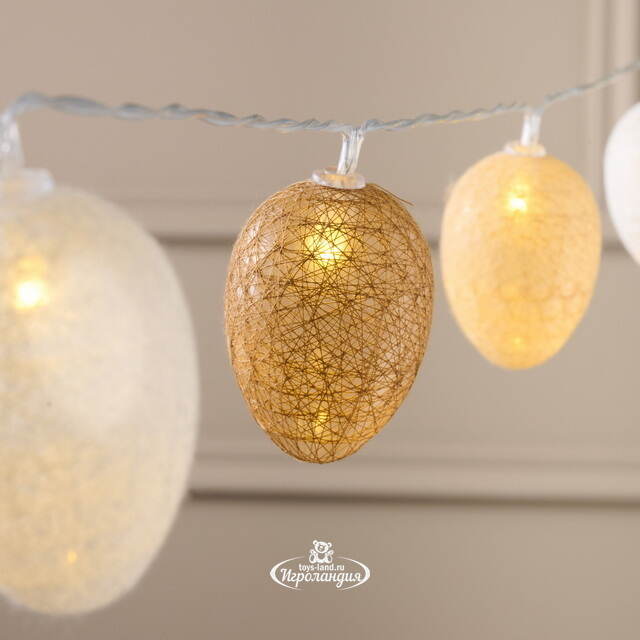 Светодиодная гирлянда на батарейках Яйца 1.35 м, 10 теплых белых LED ламп, таймер, IP20 Koopman (Купман)