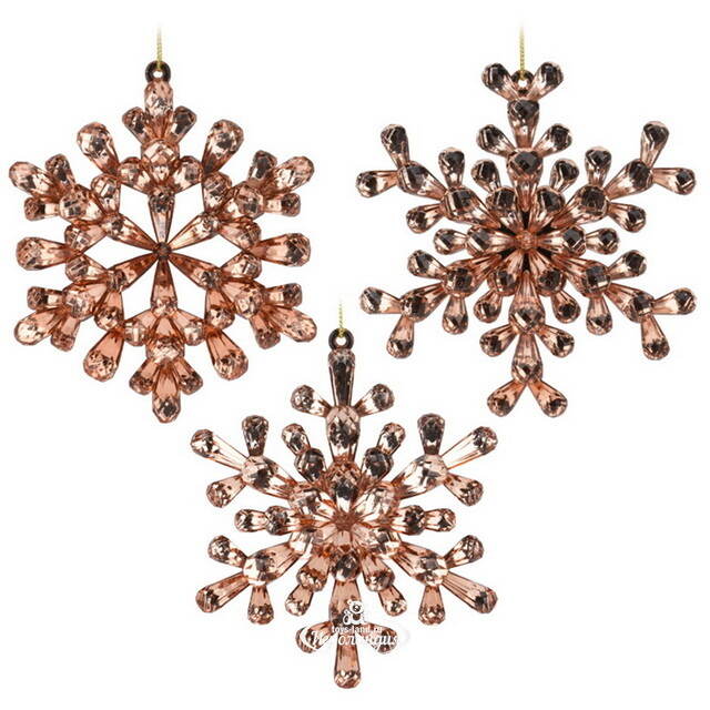 Набор елочных игрушек Снежинки Diamante 12 см, 3 шт Koopman