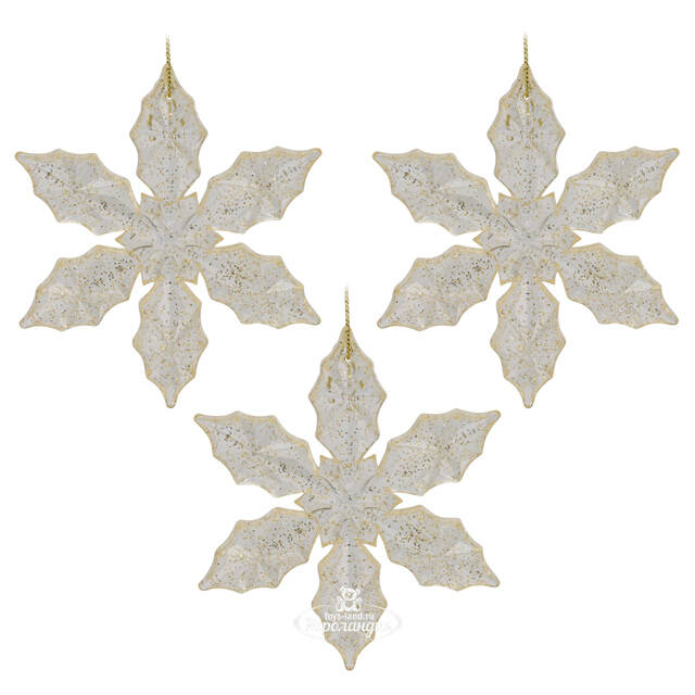 Набор елочных игрушек Снежинки - Barcadero Gold 13 см, 3 шт Koopman