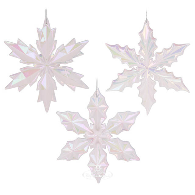 Набор елочных игрушек Снежинки - Barcadero Pearl 13 см, 3 шт Koopman