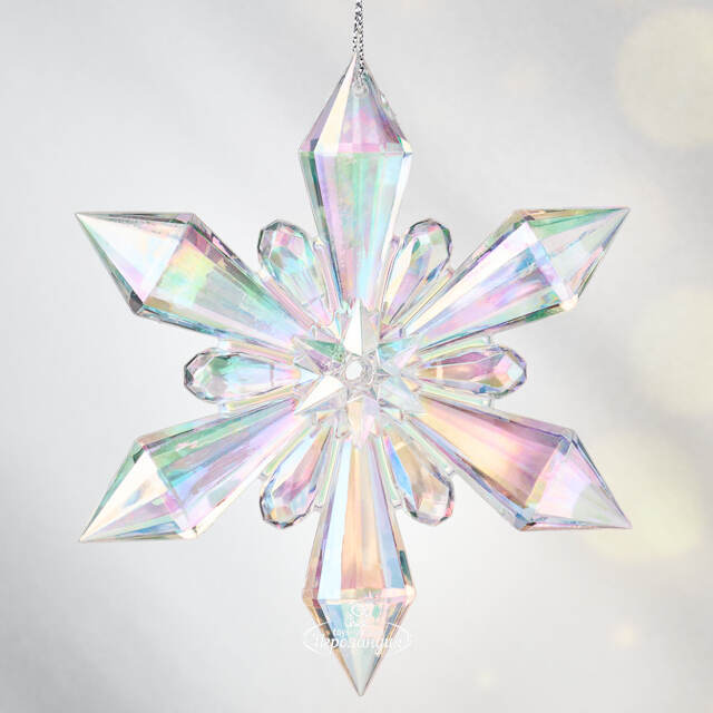 Елочная игрушка Снежинка - Savolle Bow 12 см, подвеска Koopman