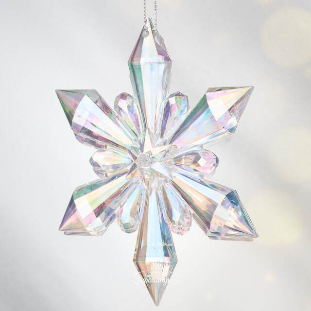 Елочная игрушка Снежинка - Savolle Bow 12 см, подвеска Koopman