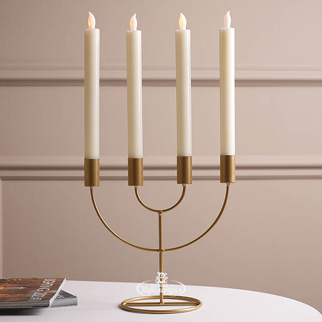 Подсвечник канделябр на 4 свечи Адажио 21 см, золотой Koopman