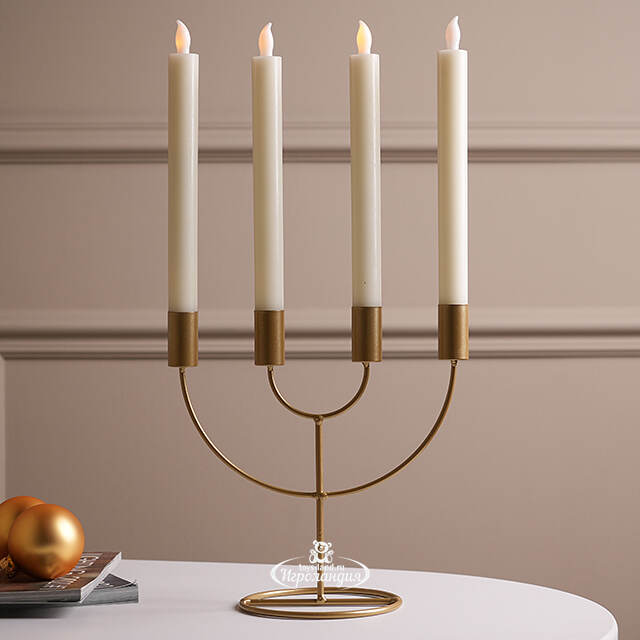 Подсвечник канделябр на 4 свечи Адажио 21 см, золотой Koopman