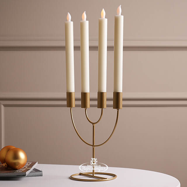 Подсвечник канделябр на 4 свечи Адажио 21 см, золотой Koopman