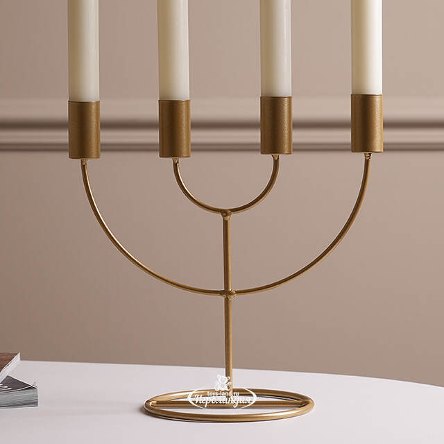 Подсвечник канделябр на 4 свечи Адажио 21 см, золотой Koopman