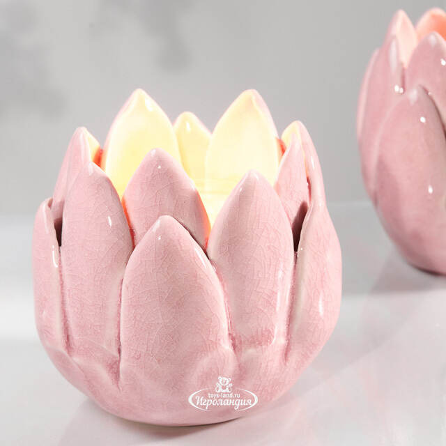 Керамический подсвечник Цветок Иммаколета 7 см пудрово-розовый Koopman