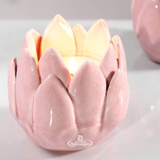 Керамический подсвечник Цветок Иммаколета 7 см пудрово-розовый Koopman