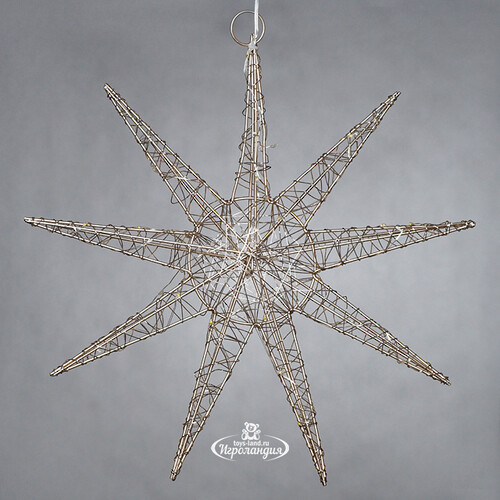 Светодиодная звезда Монтелло Голден 30 см, 30 теплых белых LED, таймер, на батарейках Koopman