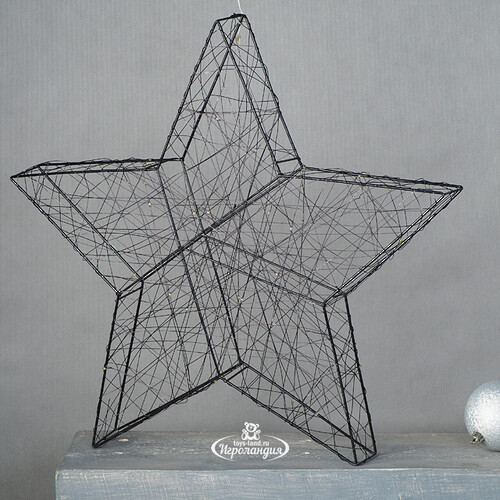 Светодиодная фигура Звезда Монтелло Блэк 50 см, 60 теплых белых LED, таймер, на батарейках Koopman