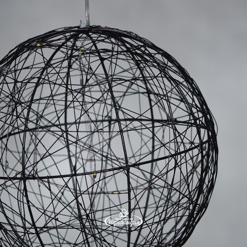 Светодиодный шар Монтелло Блэк 20 см, 20 теплых белых LED ламп, таймер, на батарейках Koopman
