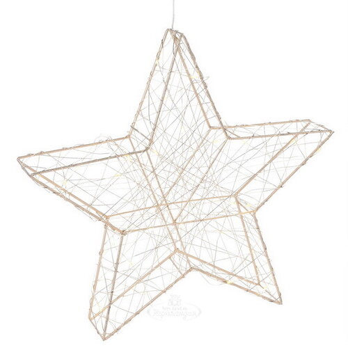 Светодиодная фигура Звезда Монтелло Голден 30 см, 30 теплых белых LED, таймер, на батарейках Koopman