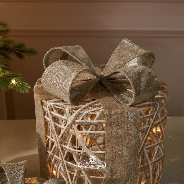 Светящиеся подарки Grigio Presento 17-30 см, 3 шт, 45 теплых белых LED ламп, на батарейках, таймер, IP20 Koopman