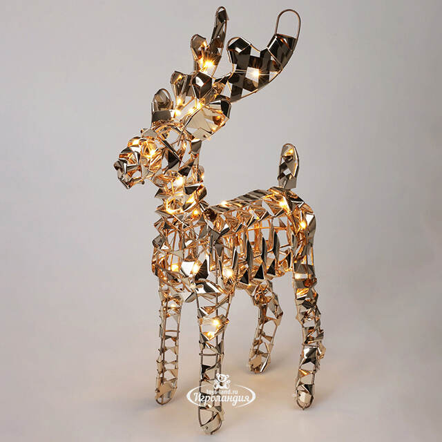Светодиодная фигура Олень Брэй 37 см золотая, 50 теплых белых микро LED ламп, на батарейках, таймер, IP20 Koopman