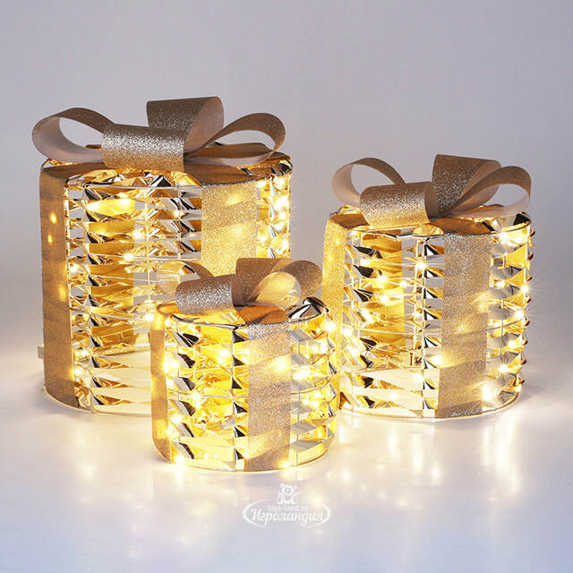 Светодиодные подарки Royston 15-25 см, 3 шт, 135 теплых белых LED ламп, на батарейках, таймер, IP20 Koopman