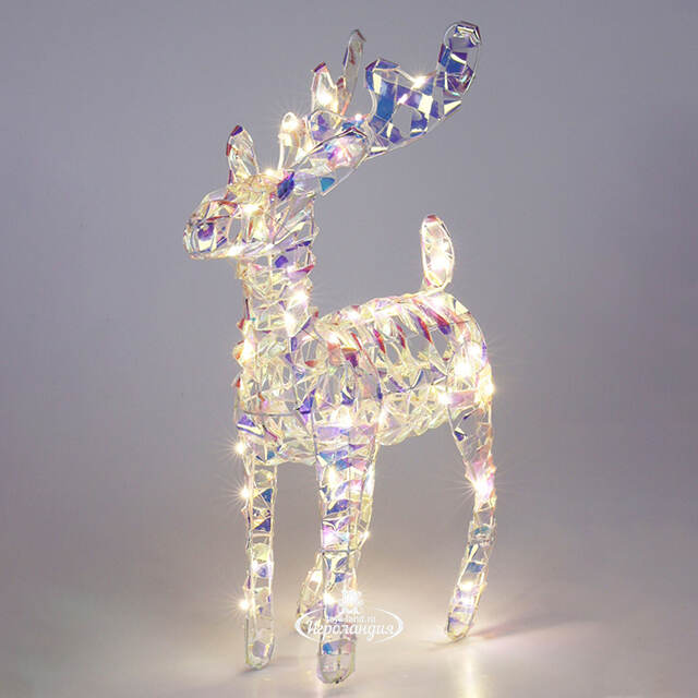 Светодиодная фигура Олень Брэй - Rainbow 37 см, 50 теплых белых микро LED ламп, на батарейках, таймер, IP20 Koopman