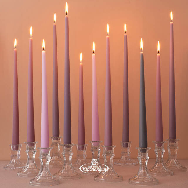 Высокие свечи 40 см Андреа Velvet роза капучино, 10 шт Candleslight