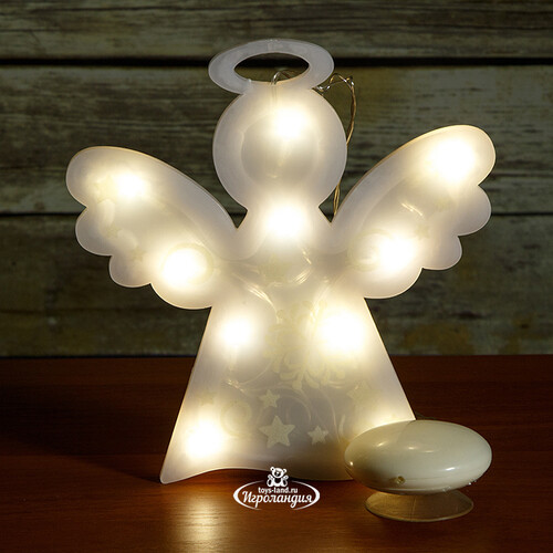 Светящееся украшение на присоске Ангел 21*22 см, 10 теплых белых LED ламп на батарейке Snowhouse