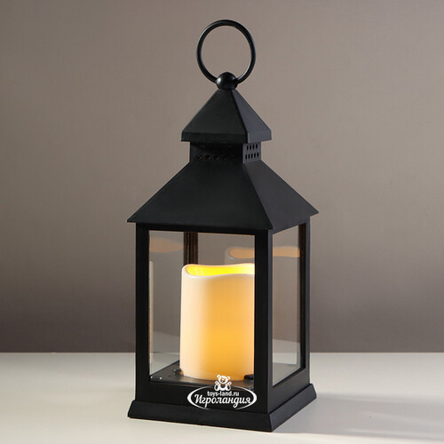 Светильник-фонарь Готика со светодиодной свечой 24 см черный, на батарейках Koopman