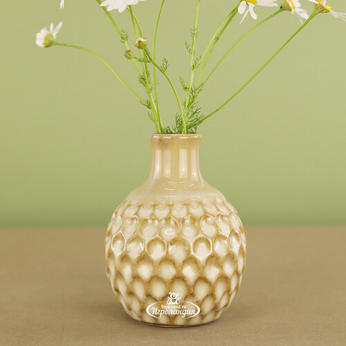 Фарфоровая ваза Honeycombs 10 см кремовая Koopman