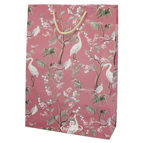 Подарочный пакет Райские птицы 34*25 см, малиновый Koopman