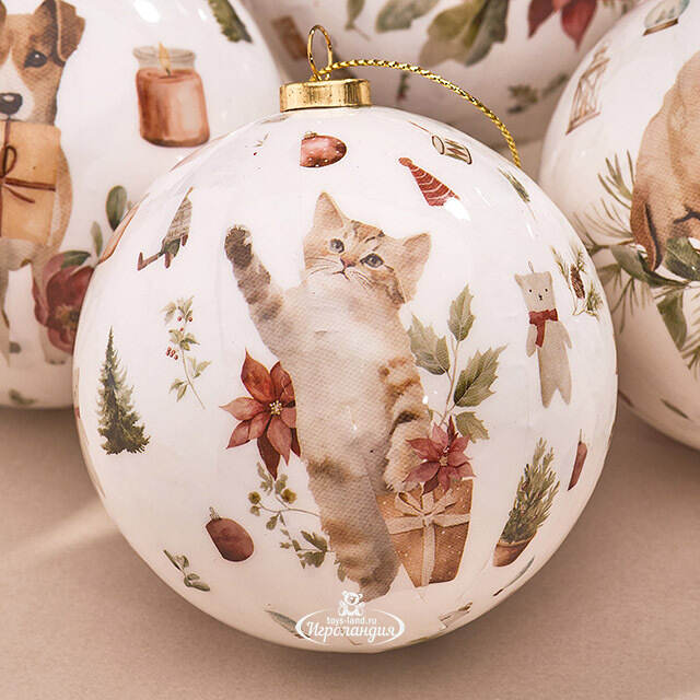 Набор елочных шаров Little Pets - Котята и Щенки 8 см, 4 шт Koopman