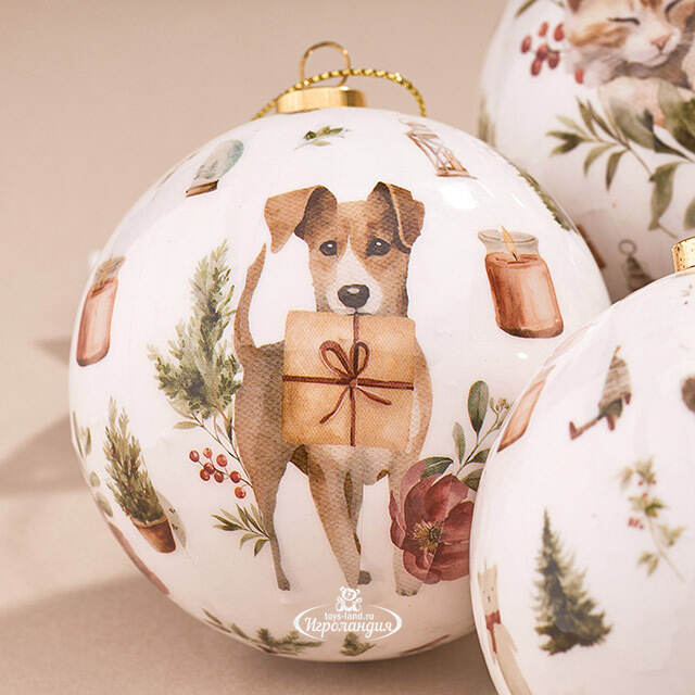 Набор елочных шаров Little Pets - Котята и Щенки 8 см, 4 шт Koopman