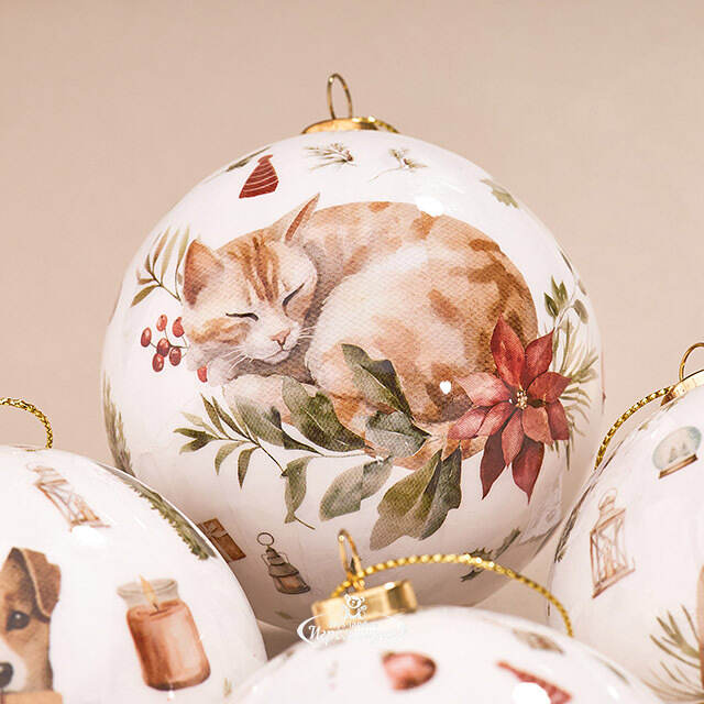 Набор елочных шаров Little Pets - Котята и Щенки 8 см, 4 шт Koopman