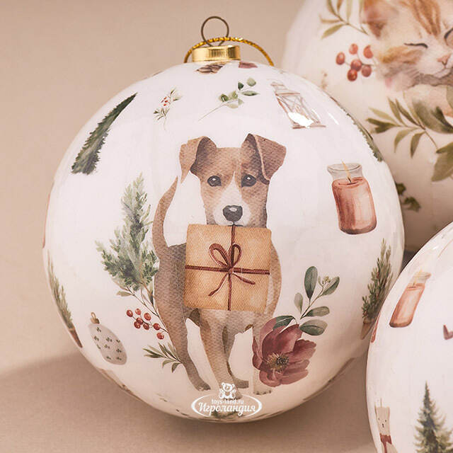 Набор елочных шаров Little Pets - Котята и Щенки 10 см, 4 шт Koopman