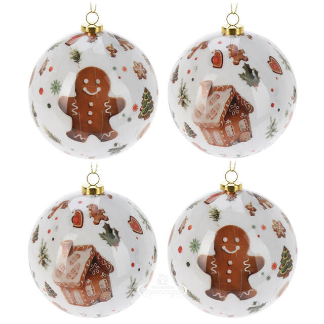 Набор елочных шаров Gingerbread - Пряничные человечки 8 см, 4 шт Koopman