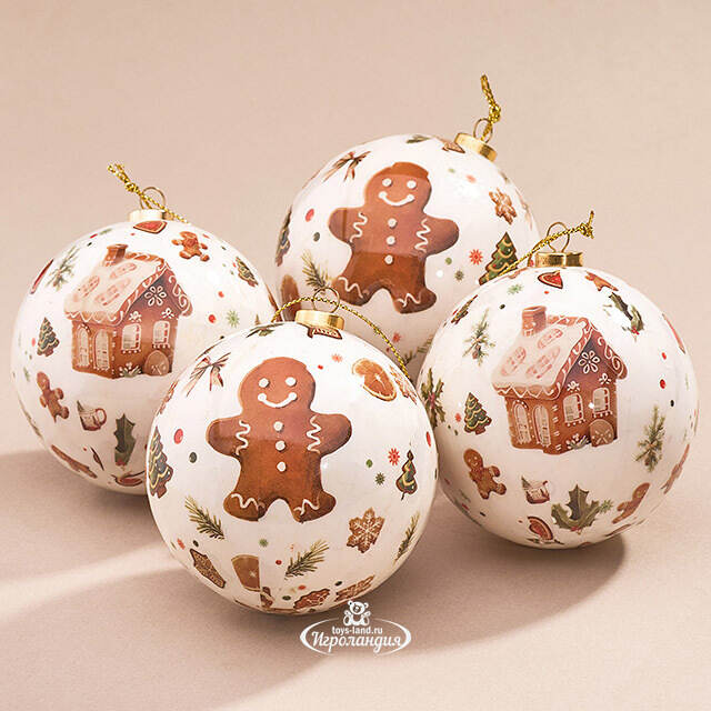 Набор елочных шаров Gingerbread - Пряничные человечки 8 см, 4 шт Koopman
