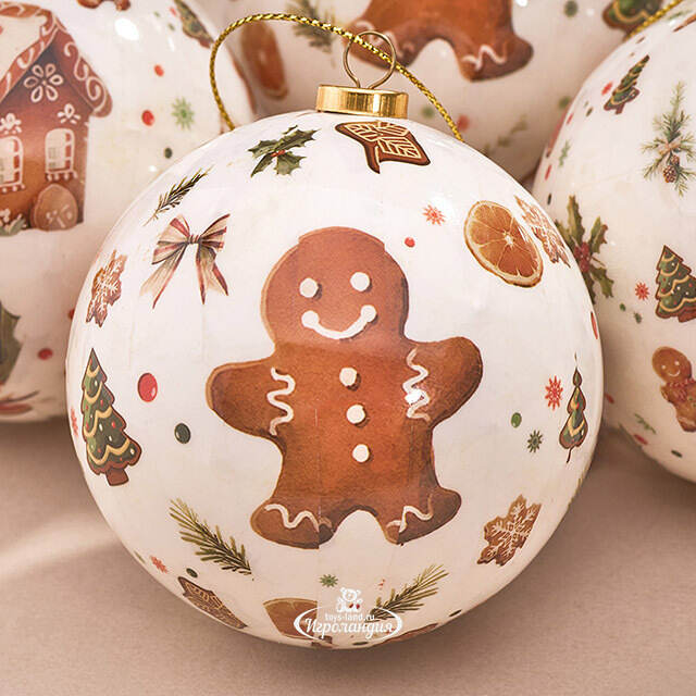 Набор елочных шаров Gingerbread - Пряничные человечки 8 см, 4 шт Koopman