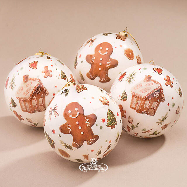 Набор елочных шаров Gingerbread - Пряничные человечки 10 см, 4 шт Koopman