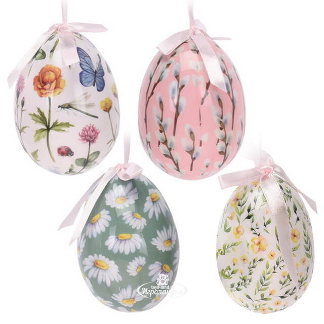 Пасхальные украшения Яйца - Flower Easter 10 см, 4 шт, подвеска Koopman