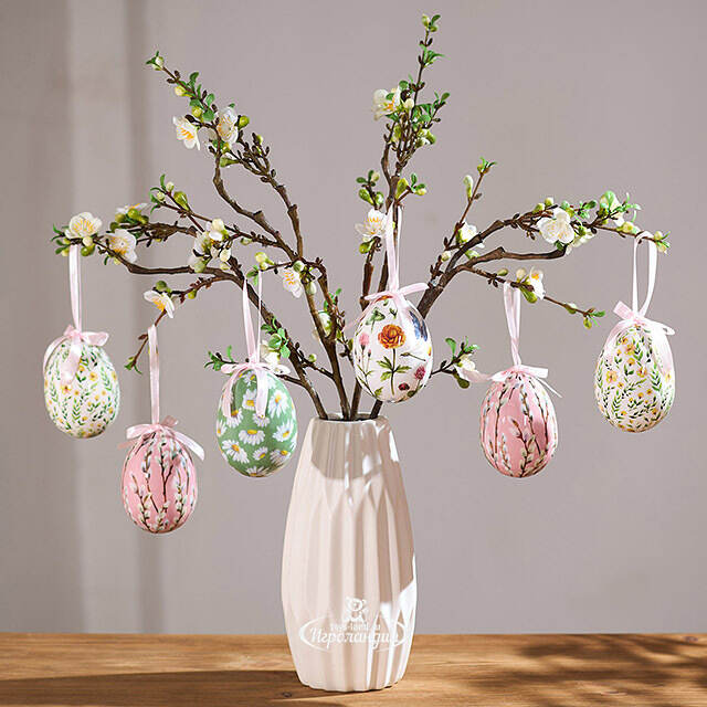 Пасхальные украшения Яйца - Flower Easter 10 см, 4 шт, подвеска Koopman