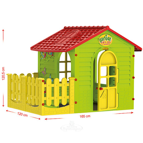 Детский домик с забором, 165*120*121 см Mochtoys