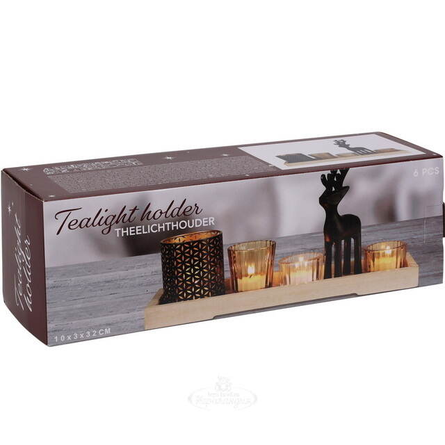 Набор подсвечников на подносе Markinch, 32*19 см, 6 предметов Koopman