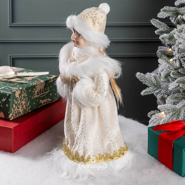 Фигура Снегурочка - Снежная красавица в кремовой шубке 37 см Koopman