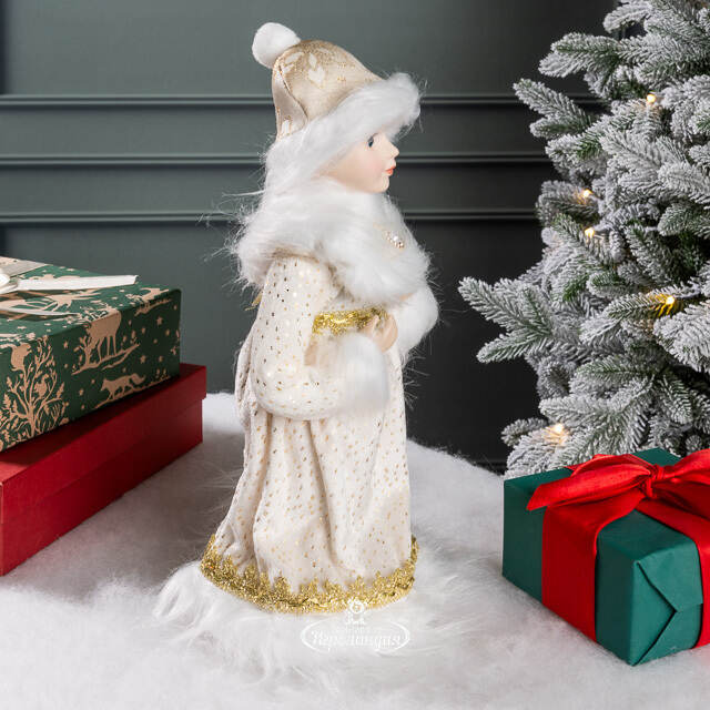 Фигура Снегурочка - Снежная красавица в кремовой шубке 37 см Koopman