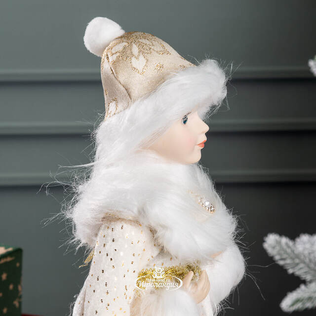 Фигура Снегурочка - Снежная красавица в кремовой шубке 37 см Koopman