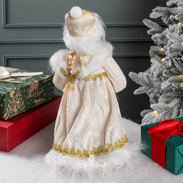 Фигура Снегурочка - Снежная красавица в кремовой шубке 37 см Koopman