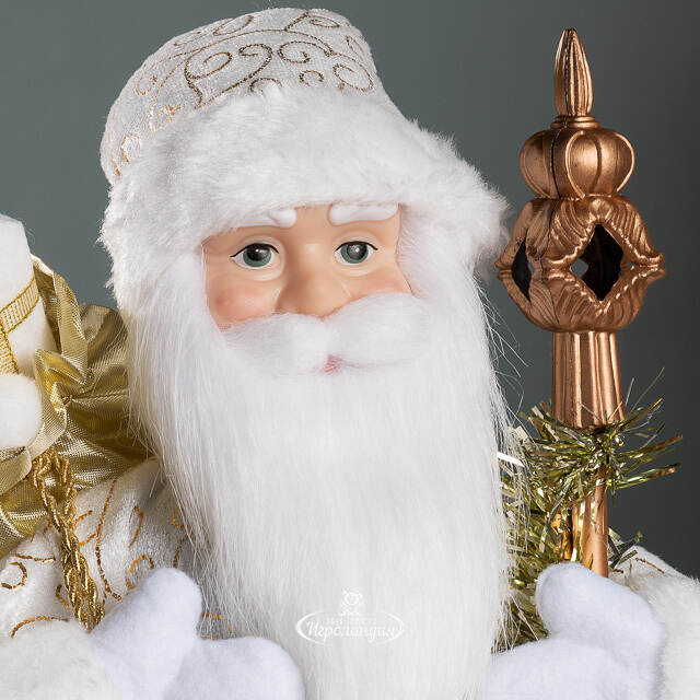 Фигура под елку Дед Мороз - Сказочный Волшебник в кремовом кафтане 45 см Koopman