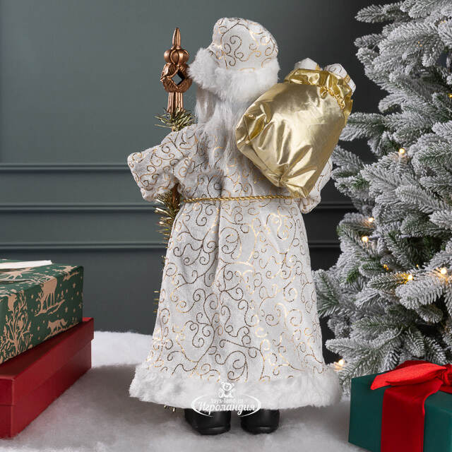 Фигура под елку Дед Мороз - Сказочный Волшебник в кремовом кафтане 45 см Koopman