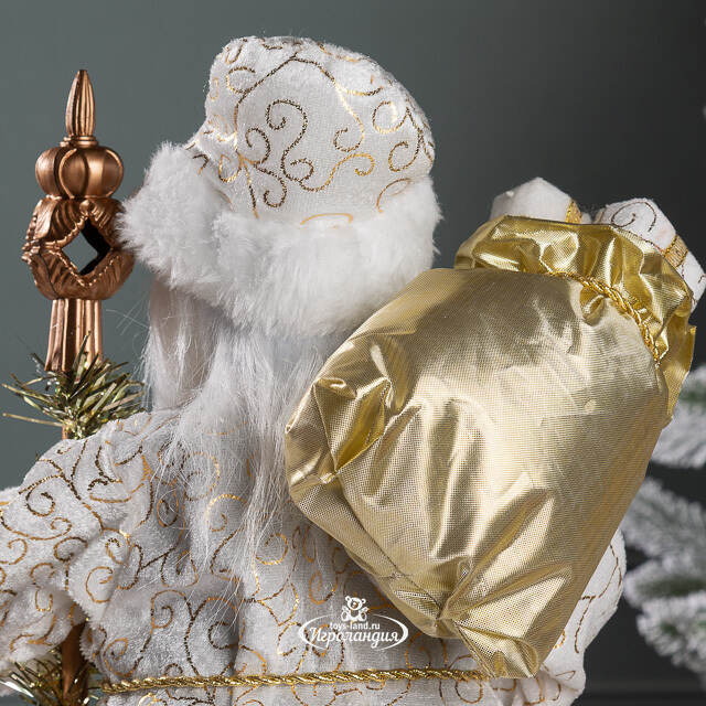 Фигура под елку Дед Мороз - Сказочный Волшебник в кремовом кафтане 45 см Koopman